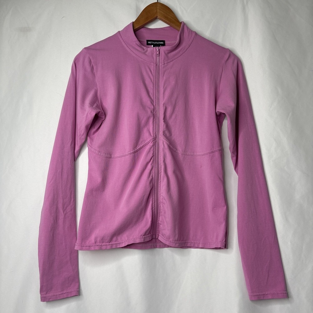 Pretty Little Thing Jacket 10 Zip Up Activewear Pink Outdoor Gym Casual Stretch